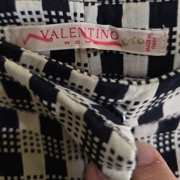 Valentino Plaid Checked Pants 48 Black White Pockets Chain Buckles Waist 12 14 - Picture 4 of 12